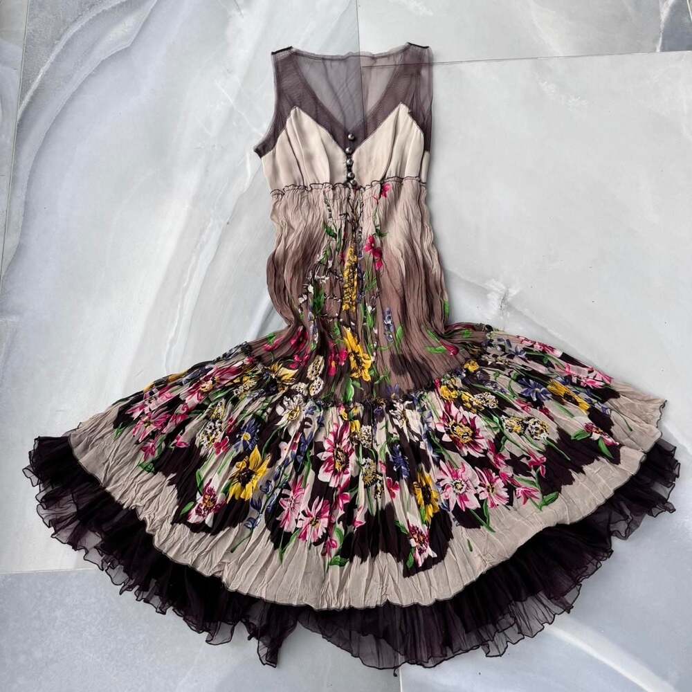 BCBGMAXAZRIA Silk Floral Boho Crinkle Dress - Picture 3 of 8